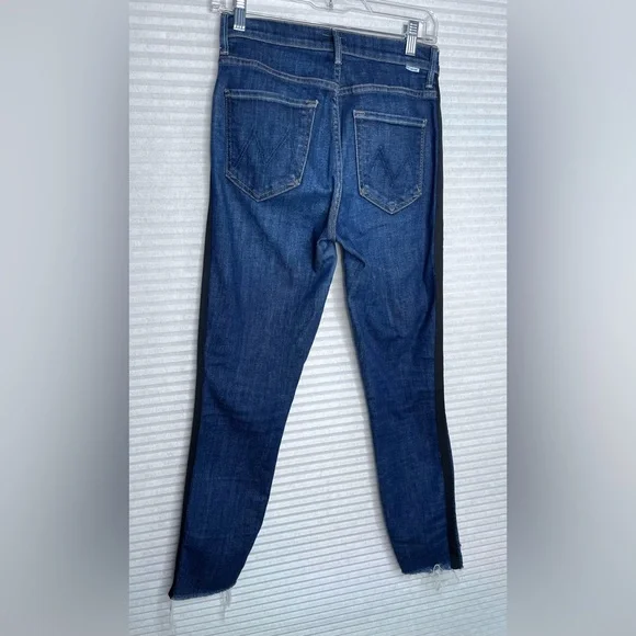 MOTHER Women Denim Jeans Stunner Zip Ankle Step Fray Sweeping Racer Size 27 W28